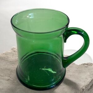 Vintage Emerald Green Blown Glass Mug With Handle